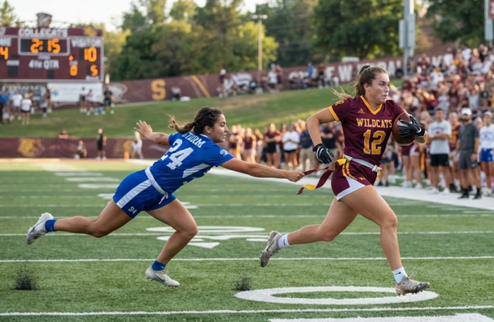 Flag football action